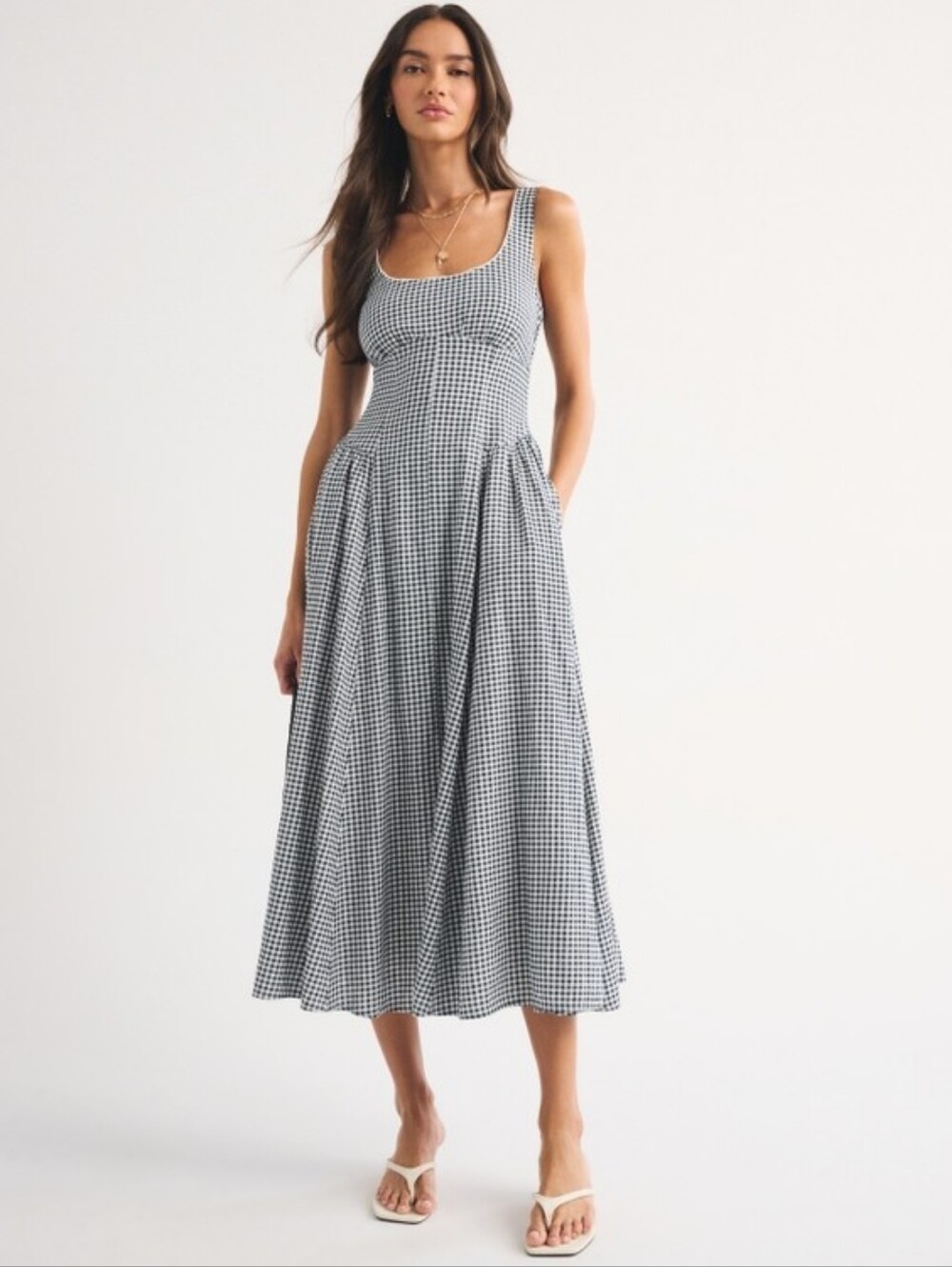 Abercrombie and Fitch Linen-Blend A&F Bra-Free Dylan Midi Dress Size Medium NWT